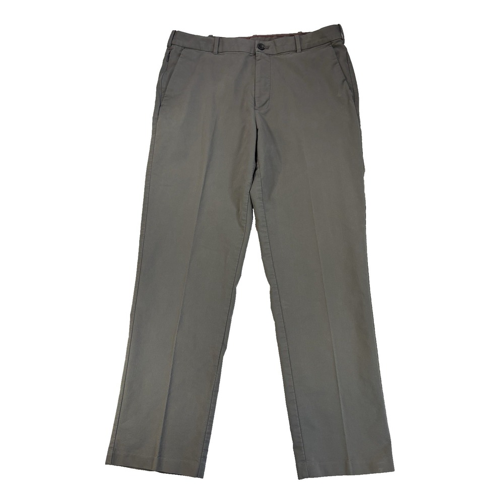 Izod Men's 36X32 Gray Classic Chino Pants Essential Everyday Travel Basic Casual